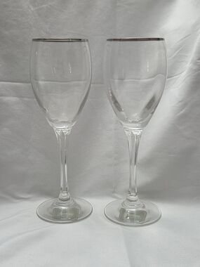 Gorham Crystal - Andante Tall Platinum Water Goblets Pair - New Old Stock